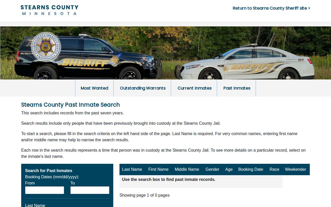 Stearns County released inmates Past Inmate Search